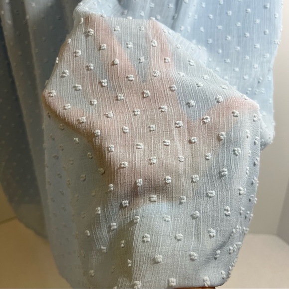 Shein Embroidery Detail Swiss Dot Blue Babydoll Short Sleeve Dress SZ M - Picture 6 of 12